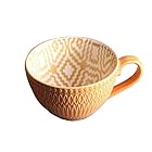マグカップ 陶器 スープカップ コーヒー ティー 碗 和風 電子レンジ対応 大容量 9色 男女兼用 カップル (オレンジ)