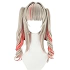 コスプレウィッグ 魔界ノりりむ ウィッグ+ネット付 グレー ピンク グラデーション 耐熱 ウィッグ かつら wig