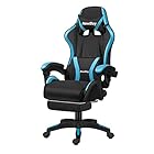 GTBoy ゲーミングチェア オットマン付き 座り心地最高 デスクチェア オフィスチェア 椅子 テレワーク PCゲーミングチェア パソコンチェア ゲームチェア リクライニング 座り心地最高 人間工学 充実機能 高さ調整機能 (黒と青, ゲーミング