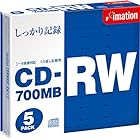 Imation CDRW 700MB 1~4倍速対応 スリムケース(5mm)1枚入り5枚パック CDRW80S BWX5