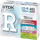 TDK データ用 CD-R 700MB 48X カラーミックス ワイドプリンタブル 10枚パック CD-R80CPMX10B