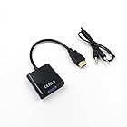 HDMI to VGA adapter ブラック/HDMI信号をVGA出力信号に変換するアダプター(音声出力あり)(HDMI延長アダプタ付き)