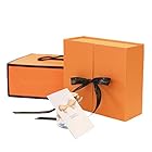 オレンジ色ギフト（ラッピング）ボックス 箱リボン付き マグネット箱 贈り物 女性 誕生日 ギフトボックス (Lサイズ：20ｘ18ｘ8㎝)