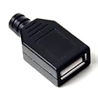 GAOHOU 10個入り タイプA メス USB 4ピン プラグ ソケット コネクタ プラスチック カバー ブラック