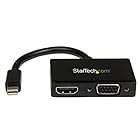 StarTech.com Mini DisplayPort接続トラベルA/Vアダプタ 2イン1 ミニディスプレイポートMini DP - VGA/ HDMI変換アダプタ MDP2HDVGA