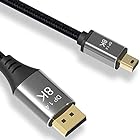 CABLEDECONN Mini DP-DisplayPort 8Kケーブル8K（76804320）@ 60Hz 4K @ 144Hz DisplayPort 1.4双方向伝送DisplayPort-Mini DisplayPort 8Kケーブル