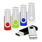 5個セット 4GB USBメモリ Exmapor USBフラッシュメモリ 回転式 ストラップホール付き 五色（黒、赤、緑、青、白）
