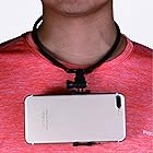 【E-COAST】首掛けスマホスタンド スマホホルダー 3-5.5インチ携帯汎用スタンド ペンダント式 ハンズフリー 自撮りツール 携帯便利 アウトドアに最適 (ブラック)