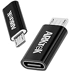 ARKTEK USB-C → Micro USB アダプタ USB Type C (サンダーボルト 3対応) → Micro USB ケーブル 充電器 コンバーター データ 転送 デジカメラ Galaxy S7 Z5P 他対応 2個セット (黒)