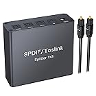 eSynic 光デジタル 分配器 1入力3出力 SPDIF/TosLink アルミ合金外殻 LPCM2.0 DTS Dolby-AC3対応 給電プラグ 2m光ケーブル付