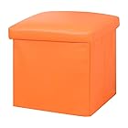 Actnow 収納スツール PUレザー 合皮 折りたたみ式 収納ボックス リビングチェア 玄関 簡易 家具 30*30*30cm (オレンジ)