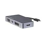 StarTech.com 4 in 1 USB Type-Cマルチアダプタ アルミ筐体 USB-C - VGA/DVI/ 4K HDMI/mDP スペースグレー CDPVDHDMDPSG