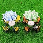 モデル パラソル 太陽傘 と椅子 模型 キット 2セット 1:150 庭園 箱庭 装飾 鉄道模型 建物模型 ジオラマ 教育 DIY