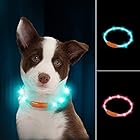 LaRoo-犬猫用LED光る首輪- USB充電式夜道の45cm安全発光首輪長さ可調節- 3モード発光夜間散歩安全視認性 事故防止 (45cm, 青)