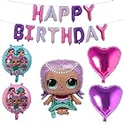 lolサプライズ　誕生日　飾り付け　人形　可愛い　ピンク　パープル　女の子　バルーン　風船　happy birthday　ガーランド　ハート　6枚セット