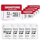 Gigastone マイクロsdカード 32GB 5個セット, 5 SDアダプタ付き 5 ミニ収納ケース付き, 90MB/S Full HD 動画, UHS-I microSDHC A1 C10 U1