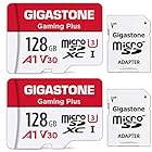Gigastone マイクロsdカード 128GB 2個セット, 2 SDアダプタ付き 2 ミニ収納ケース付き, 4K UHD動画 100MB/S 高速 MicroSDXC, UHS-I A1 V30 U3 Class 10