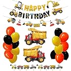 エンジニア 誕生日 飾り付け 工事 面白い 可愛い 子供 男の子 イエロー オレンジ 車 2 ケーキトッパー happy birthday ガーランド バルーン 風船 テープ リボン ストロー 48枚セット (エンジニア2)
