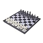 Kosun チェスセット 国際チェス マグネット式 折りたたみチェスボード 黒と白の駒 収納便利 (M)