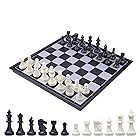 Kosun チェスセット 国際チェス マグネット式 折りたたみチェスボード 黒と白の駒 収納便利 (L)