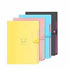 Kritlife 4本セット ファイルケース A4 領収書 収納 ファイル 書類収納ボックス ファイルフォルダ 書類挟み 5分類 スナップ式 防水 持ち運び(ブラック 黄色 青色 ピンク)