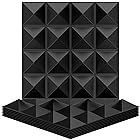 TroyStudio 音響拡散パネル - 音響パネル 8枚セット, 3Dウォールパネル 30cm X 30cm X 2.5cm (ブラック-ピラミッド)