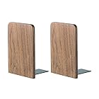 Muso Wood 木製 ブックエンド,8*13cm (1ペアパック) (ウォールナット)