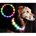 LED光る首輪 Darhoo 首輪 犬 猫 光る LEDライト おしゃれ ペット 夜間 安全性 夜道 散歩 USB充電式 防水 小型犬 中型犬 大型犬に対応 サイズ調節可能 - 虹色