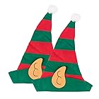 IRIWA 変わった サンタ帽子 グリーン サンタクロース ピエロ コスプレ帽子 大人用 暖かい 可愛い エルフ耳付き 大きめサイズ クリスマスパーティー 用品 贈り物 1枚 2枚セット (2枚セット)