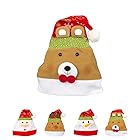 Iriwa サンタ帽子 サンタクロース コスプレ帽子 大人用 フランネル ふわふわ 可愛い 雪だるま トナカイ 熊 サンタ顔付き 大きめサイズ クリスマスパーティー 用品 贈り物 1枚 2枚 4枚セット (クマ一枚)
