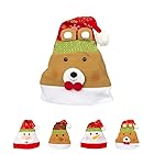 [IRIWA] サンタ帽子 サンタクロース コスプレ帽子 大人用 フランネル ふわふわ 可愛い 雪だるま トナカイ 熊 サンタ顔付き 大きめサイズ クリスマスパーティー 用品 贈り物 1枚 2枚 4枚セット (クマ一枚)