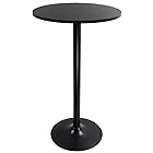KKTONER 丸バーテーブル カフェテーブル カウンターテーブル 食卓パブテーブル 机 デスク ブラック （黒）