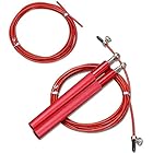 ボディービルのための調節可能な長さの縄跳びロープ, の動きをスキップ子供大人ユニバーサル ，アルミ合金ハンドル付きハイス鋼線スキップロープ，2つのロープ (赤)