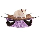 Ponacat ハムスターハンモック 二重層 中間暖かいハンモック 柔らかいリスの絨毛 家の寝袋 懸垂式 マウス・ラット・ハムスター用 水洗い可 紫色のウサギ（L/S）