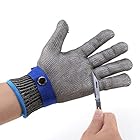 [Fafeicy] 防刃手袋 線金属メッシュ作業手袋 刺し耐性手袋 耐切断性 手袋 ステンレス鋼 5保護レベル（ペアではない） 1PC