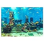 xuuyuu. 水族館ポスター バックスクリーン 水中バックグラウンド 水中装飾 壁紙 水槽の背景 海底都市遺跡 水族館のテラリウム タンクの背面に適用(61*30cm)
