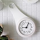 Biramba バスルームの時計、キッチン、防水でサイレントな家庭用吸盤時計、壁に取り付けられたミニ壁掛け時計、防湿性と防湿性、折りたたみ式の柔らかいテープでカチカチという音がしない (白い)