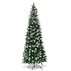 Costway クリスマスツリー 220cm 720本枝 松かさ付き スノータイプ 雪化粧 ヌードツリー クリスマス飾り Christmas tree グリーン 緑