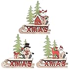 KESYOO クリスマス飾り オーナメント ミニチュア 手作りキット セット クリスマス そり型 サンタ レッド装飾品 クリスマス木製組み立てモデル ３点セット