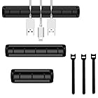 MITUKE ケーブルホルダー ケーブルクリップ シリコンベース ケーブル USBデータケーブル マウスライン キーボードライン 充電ケーブル ヘッドフォンケーブルの整理に適し 片づけ 高品質3M両面テープ結束バンド3本入れ (黒, 3 5 7穴