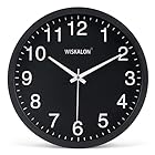WISKALON 壁掛け時計 連続秒針 静音 アナログ 非電波 掛け時計 クォーツ クロック シンプル おしゃれ 直径25x4.3cm コンパクト（ブラック）