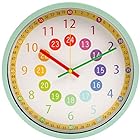 VIKMARI 知育時計 掛け時計 アナログ 静音 非電波 壁掛け時計 子供用 生徒用 時間学習 クロック 直径約30cm（グリーン）