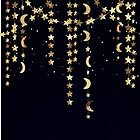 4本 ペーパーガーランド 月 星形 飾り 写真小物 キラキラ輝く パーティー イベント 店舗 装飾 4メートル/本 ゴールド