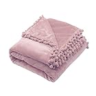 Mokoya 毛布 セミダブル 可愛い ブランケット 150x200cm かわいいポンポン付き ふわふわ柔らかい 多用途 タオルケット 軽量 洗える 通年使用 (ピンク)