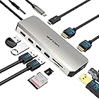 WAVLINK USB Type-C ハブ HDMI 4K出力 ミニドッキングステーション 12-in-1 多機能 USB 3.0変換アダプター2*USB3.0ポート/2*USB2.0ポート/ LANポートRJ45（1000Mbps）DP 4K6