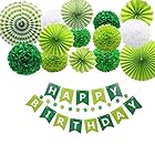 simpleSS 誕生日 飾り付け ガーランド HAPPY BIRTHDAY飾り ペーパー バースデー 子供 男の子 女の子 の誕生日装飾 (グリーン)