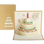 誕生日カード 立体 ケーキ バースデ カード グリーティングカード ポップアップカード メッセージカード 誕生日 封筒付き ゴールド