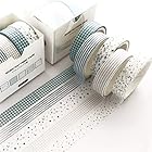 和風 パターン 和紙テープ 5巻 創造性 マスキングテープセット 女性のスタイル ワシテープ 包装、DIY工芸品 (緑露)