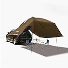 Kadahis タープ テント カーサイドタープ 車用 日よけカーテント 設営簡単 単体使用可能 5-8人用 キャンプ テント アウトドア 公園 登山 車中泊 (ブラウン)