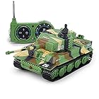 HJKLMM 戦車 ラジコン1/72ドイツのティーガーI戦車2.4GHzリモートコントロールミニ戦車、回転砲塔と音付き (A)